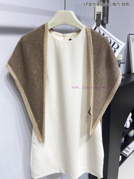 Loro Piana Beef LP Golden Thread Edge Small Triangle Scarf is a fashionable, noble and populzw6rti45 - Image 5