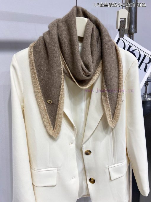 Loro Piana Beef LP Golden Thread Edge Small Triangle Scarf is a fashionable, noble and populzw6rti45 - Image 6