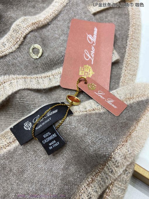 Loro Piana Beef LP Golden Thread Edge Small Triangle Scarf is a fashionable, noble and populzw6rti45 - Image 10