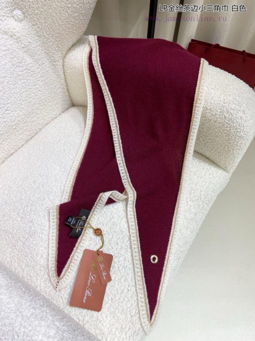 Loro Piana Beef LP Golden Thread Edge Small Triangle Scarf is a fashionable, noble and populfsrqg2v0 - Image 8