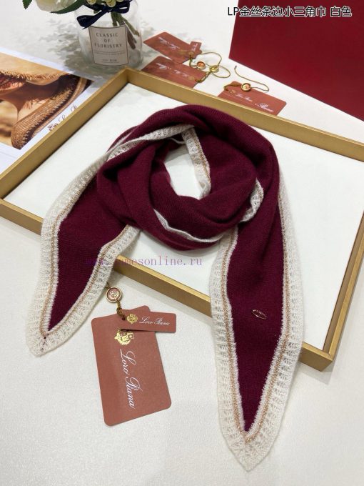 Loro Piana Beef LP Golden Thread Edge Small Triangle Scarf is a fashionable, noble and populfsrqg2v0 - Image 12