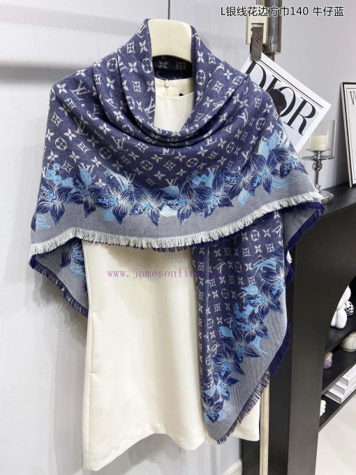 High end customized genuine praise for L Silver Thread Lace Square Scarf 140 Cashmere Square7x25790r - Image 10