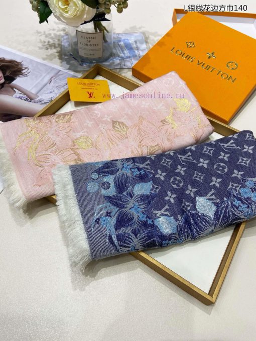 High end customized genuine praise for L Silver Thread Lace Square Scarf 140 Cashmere Square55qi72do - Image 16