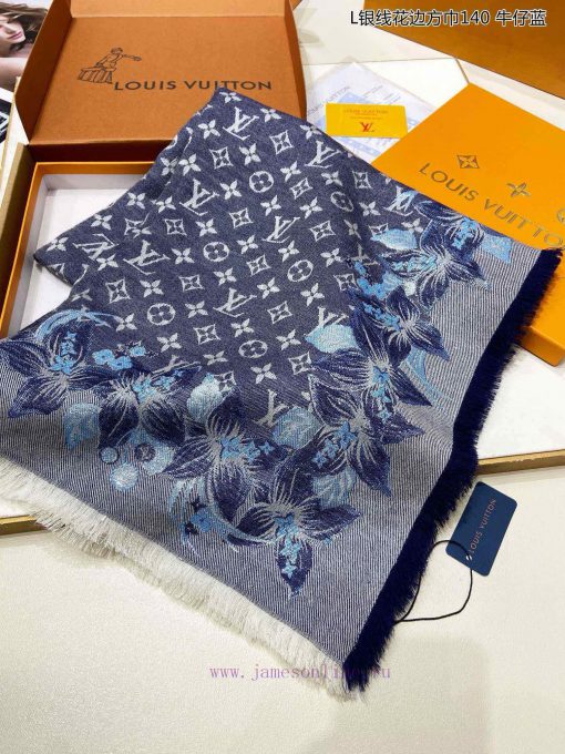 High end customized genuine praise for L Silver Thread Lace Square Scarf 140 Cashmere Square7x25790r - Image 19