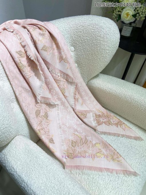 High end customized genuine praise for L Silver Thread Lace Square Scarf 140 Cashmere Square55qi72do - Image 25