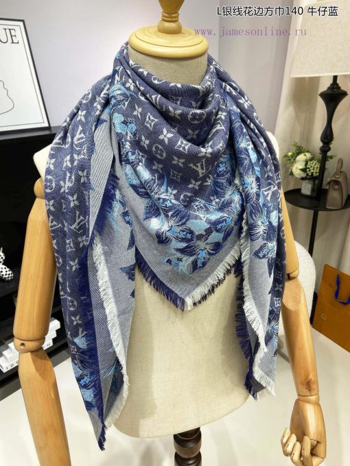 High end customized genuine praise for L Silver Thread Lace Square Scarf 140 Cashmere Square7x25790r - Image 21