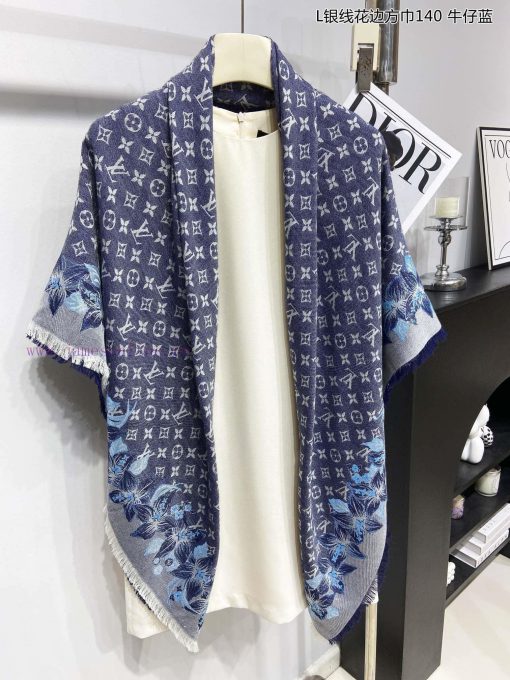 High end customized genuine praise for L Silver Thread Lace Square Scarf 140 Cashmere Square7x25790r - Image 24