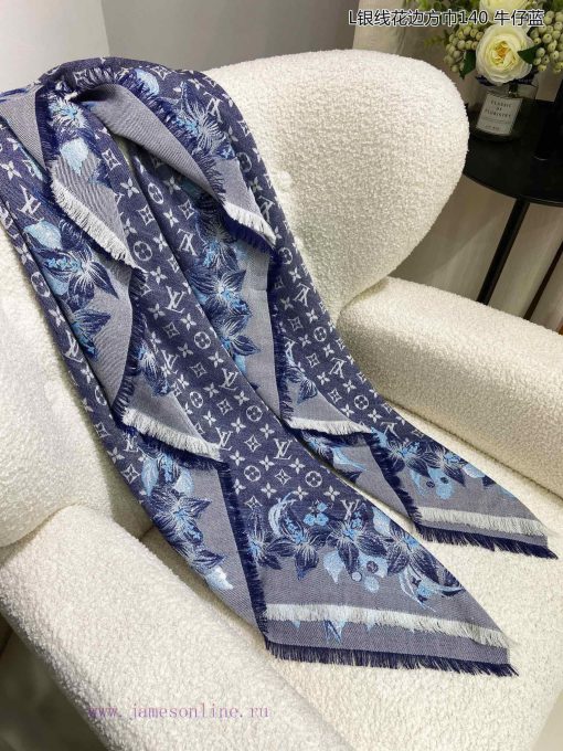 High end customized genuine praise for L Silver Thread Lace Square Scarf 140 Cashmere Square7x25790r - Image 26