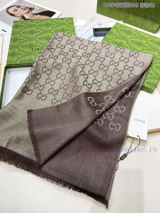 Gucci classic shawl GG letter double-sided long scarf G evergreen tree style, unisex and suixki92358 - Image 4
