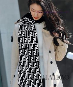 Explosive FEN/DI Double F Old Flower Double Layer Long Scarf Double Layer Jacquard Knitted, sna6fmcp