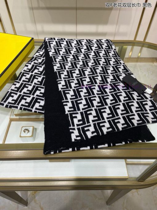 Explosive FEN/DI Double F Old Flower Double Layer Long Scarf Double Layer Jacquard Knitted, sna6fmcp - Image 4