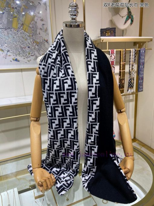Explosive FEN/DI Double F Old Flower Double Layer Long Scarf Double Layer Jacquard Knitted, sna6fmcp - Image 9