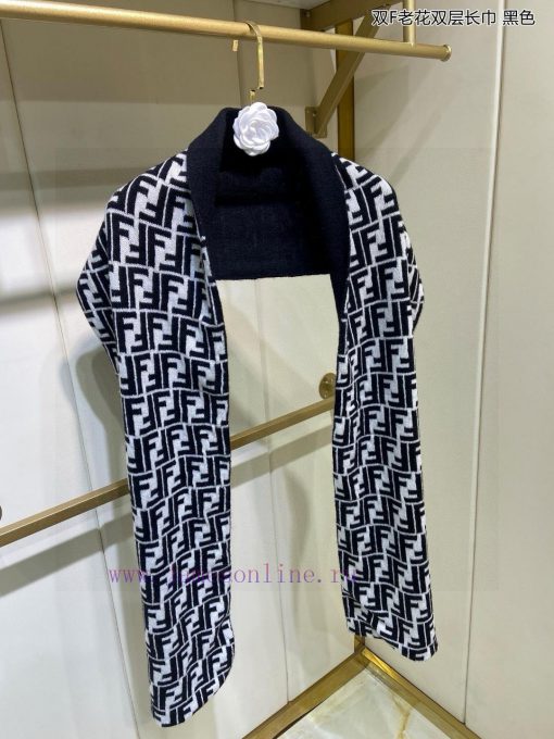 Explosive FEN/DI Double F Old Flower Double Layer Long Scarf Double Layer Jacquard Knitted, sna6fmcp - Image 10