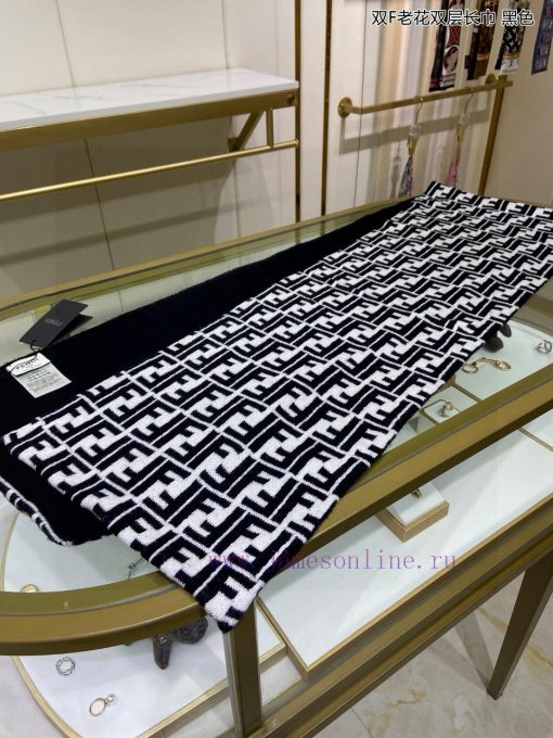 Explosive FEN/DI Double F Old Flower Double Layer Long Scarf Double Layer Jacquard Knitted, sna6fmcp - Image 16