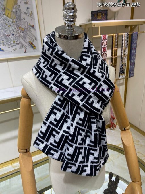 Explosive FEN/DI Double F Old Flower Double Layer Long Scarf Double Layer Jacquard Knitted, sna6fmcp - Image 17