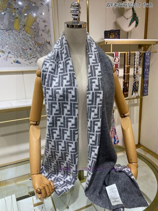 Explosive FEN/DI Double F Old Flower Double Layer Long Scarf Double Layer Jacquard Knitted, bddmefrn - Image 9