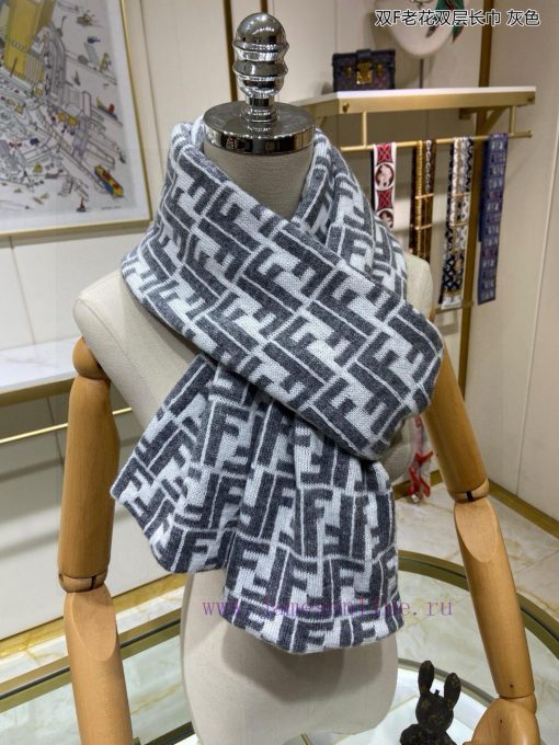 Explosive FEN/DI Double F Old Flower Double Layer Long Scarf Double Layer Jacquard Knitted, bddmefrn - Image 17