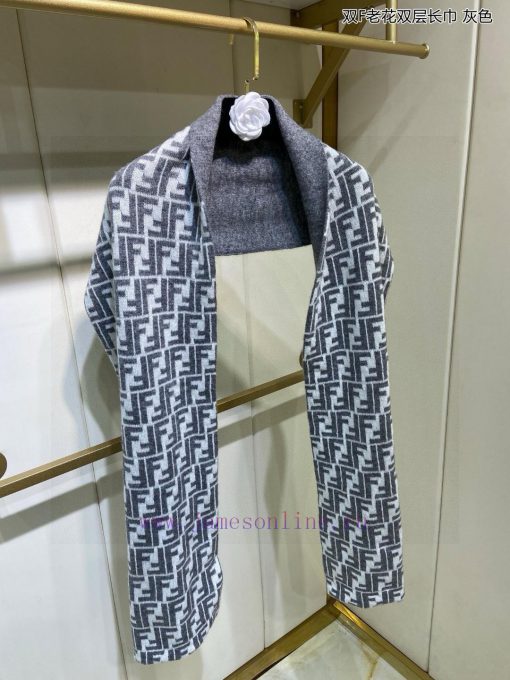 Explosive FEN/DI Double F Old Flower Double Layer Long Scarf Double Layer Jacquard Knitted, bddmefrn - Image 21