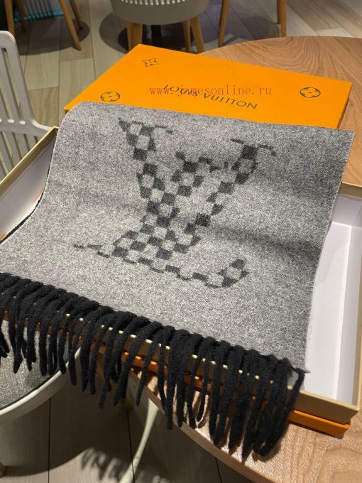 Recommended LV's latest black and gray dual color design cashmere scarf has a very soft and xalbbc0h - Image 9