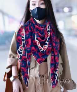 The new Chanel double-C eye-catching logo 140 cashmere square scarf is recommended for VI, agooph7yi