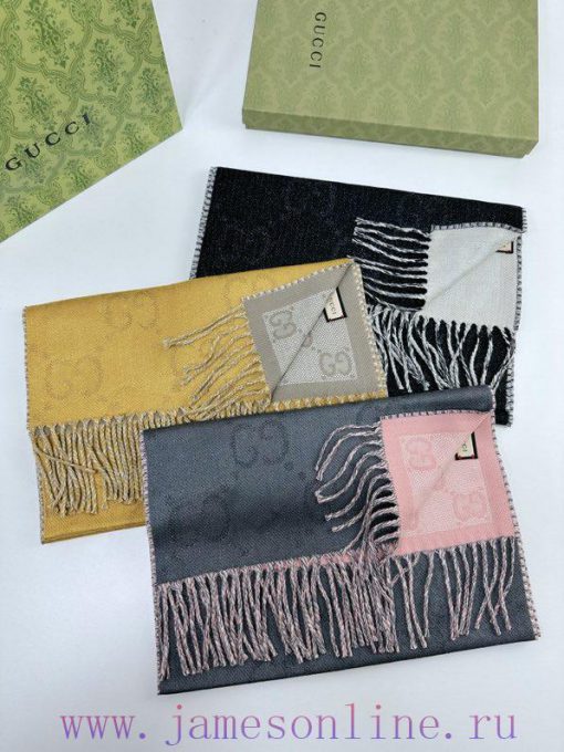 Hot selling three color spot double-sided jacquard Gucci Su scarf 194 * 34cm100% cotton woolgcppgeb6 - Image 2