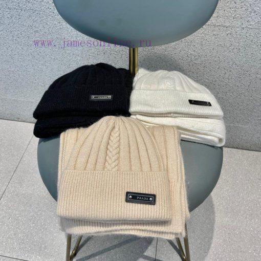 Prada wool set hat classic set hat scarf warm and super comfortable~Winter girl's anti-agingzlbbu63c - Image 2