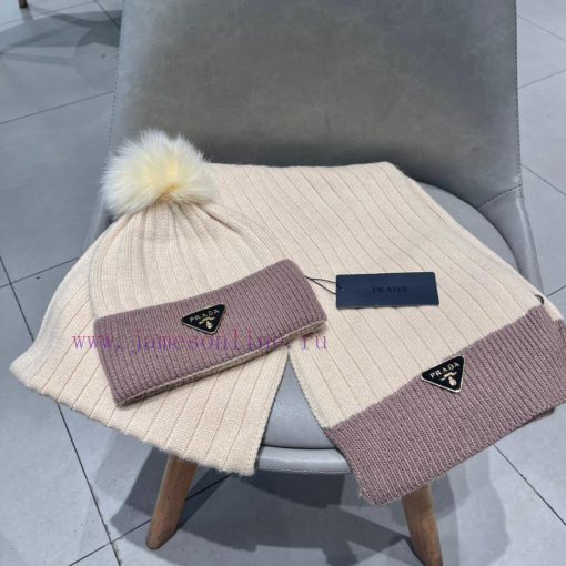 Prada PRADA official website's new classic set of hats, scarves, and fox fur balls, made of 0dvl2omu - Image 6