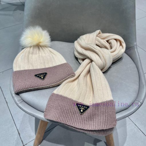 Prada PRADA official website's new classic set of hats, scarves, and fox fur balls, made of 0dvl2omu - Image 7