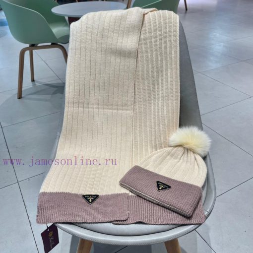 Prada PRADA official website's new classic set of hats, scarves, and fox fur balls, made of 0dvl2omu - Image 9