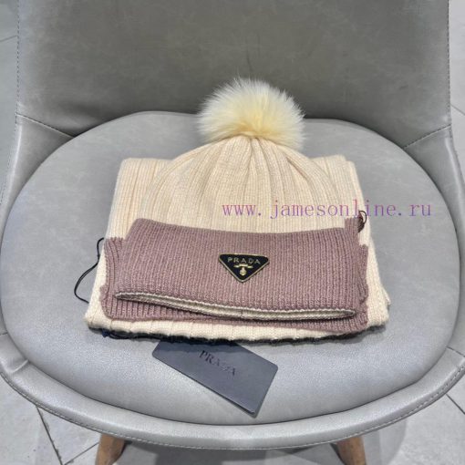 Prada PRADA official website's new classic set of hats, scarves, and fox fur balls, made of 0dvl2omu - Image 12