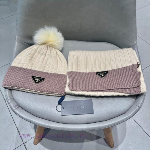 Prada PRADA official website's new classic set of hats, scarves, and fox fur balls, made of 0dvl2omu - Image 13
