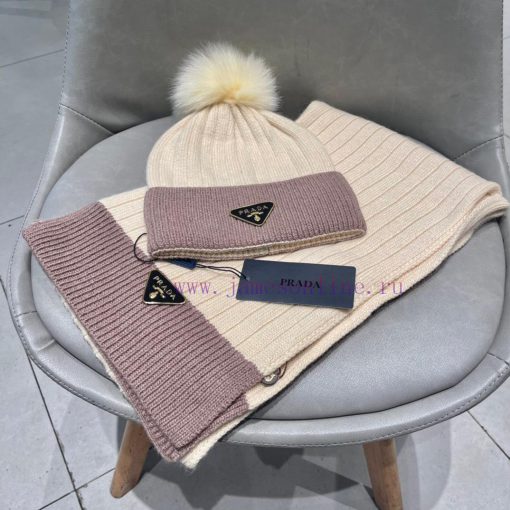 Prada PRADA official website's new classic set of hats, scarves, and fox fur balls, made of 0dvl2omu - Image 14