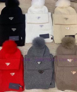 Prada wool set hat classic set hat scarf warm and super comfortable~Winter girl's anti-agingwdbxydnu