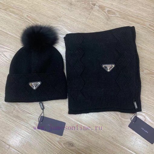 Prada wool set hat classic set hat scarf warm and super comfortable~Winter girl's anti-agingwdbxydnu - Image 6