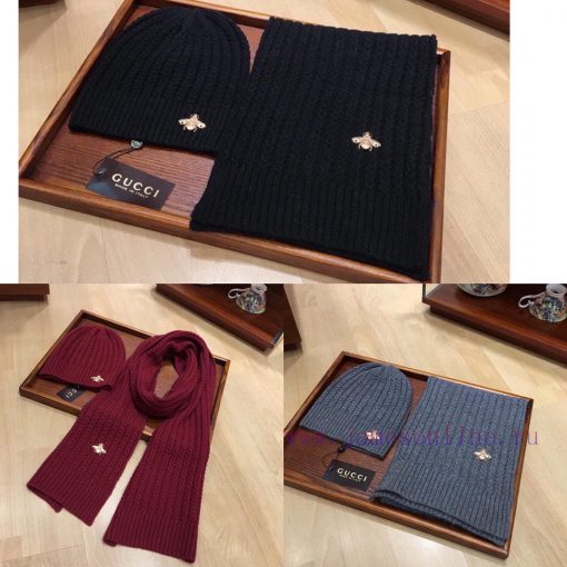 Gucci Set GUCCI Set ️ [Color] Rabbit Fleece+Cashmere Scarf Hat Set Texture Great ️ Warm and esf1nejo - Image 4