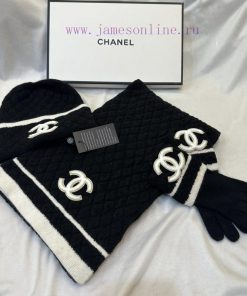 Chanel three piece cashmere three piece set hat scarf gloves warm and super comfortable~Winti8u60ko5