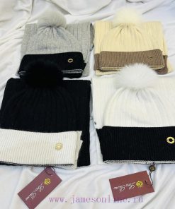 LORO PIANA Top Italian Luxury Brand Hat and Scarf Set [Love] 70% Rabbit Velvet+30% Cashmere pto5w4f9