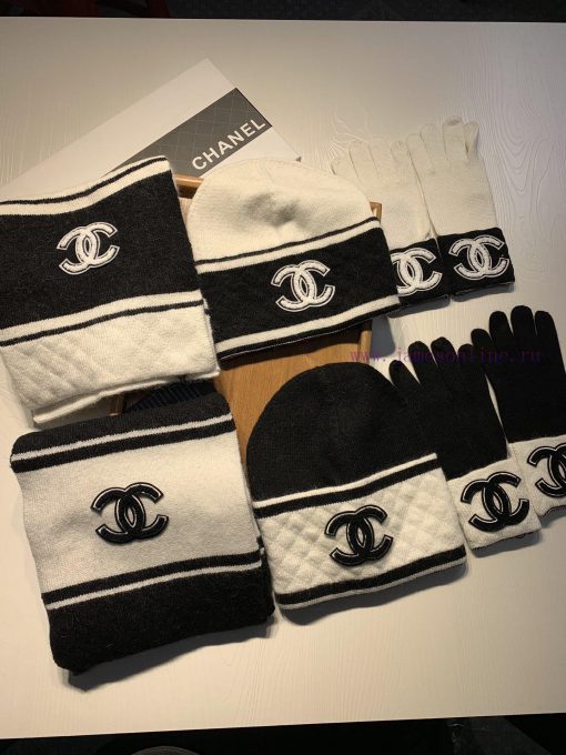 C Home Three Piece Wool Set Hat Scarf Glove Classic Set Hat Warm and Super Comfortable~Wintek0f9nqy6 - Image 2