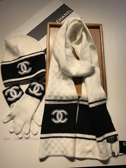 C Home Three Piece Wool Set Hat Scarf Glove Classic Set Hat Warm and Super Comfortable~Wintek0f9nqy6 - Image 5
