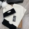 C wool set hat - with fox fur ball classic set hat scarf warm and super comfortable~Winter gdvexdhmy