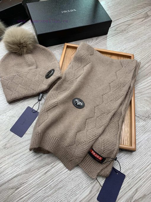 Prada wool set hat - with fox fur ball classic set hat scarf warm and super comfortable~Wintgknta6j3 - Image 12
