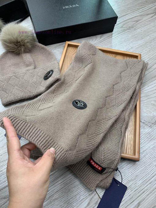 Prada wool set hat - with fox fur ball classic set hat scarf warm and super comfortable~Wintgknta6j3 - Image 13