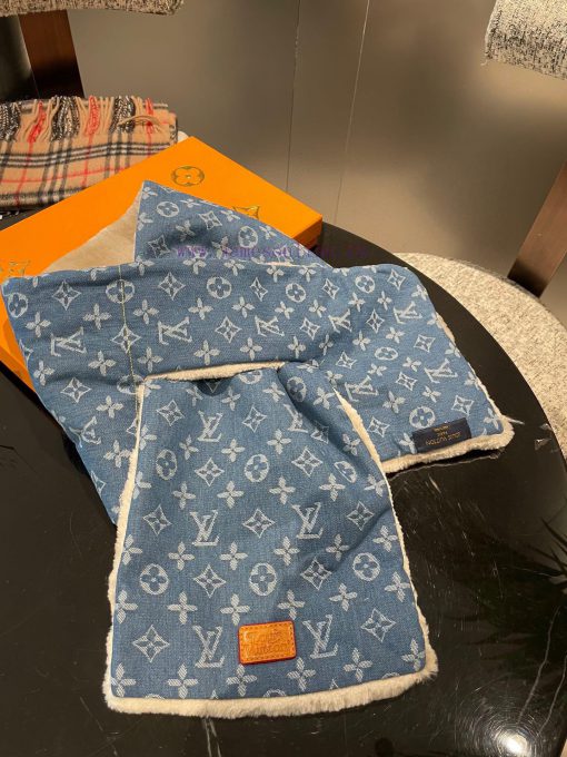 The Shearling Denim scarf, a collaboration between LV and Nigo, is a stunning unisex design rjz3elsd - Image 16