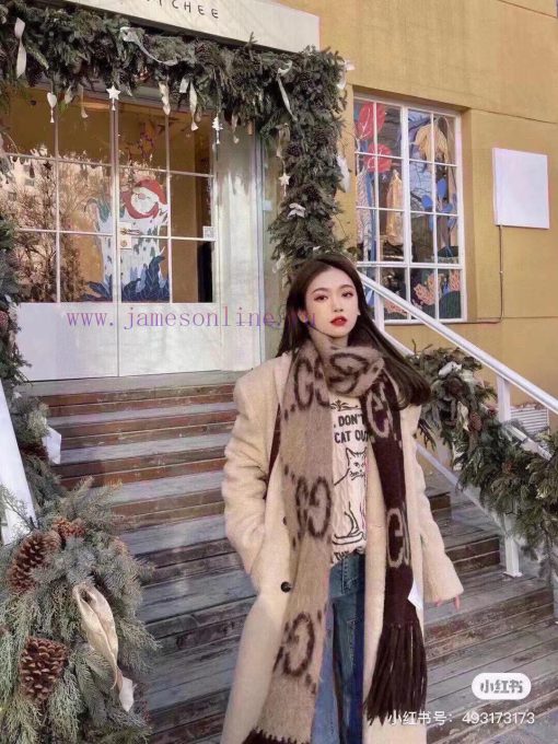 Gucci GG mohair wool blend collection long scarf ️ The design inspiration for the GG patterntusx96bf - Image 11