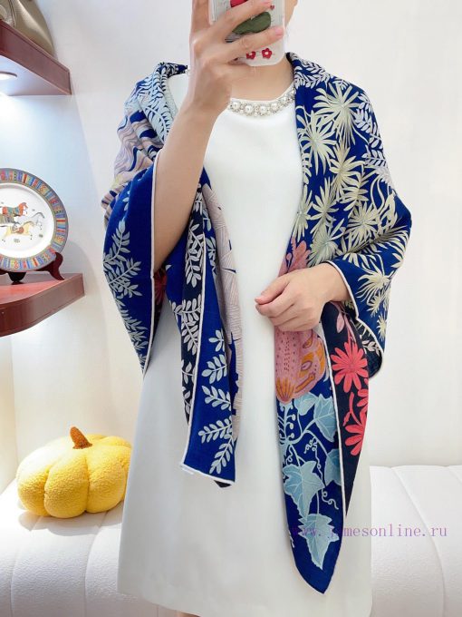 The new double-sided color cashmere square scarf is recommended for the artist's garden 140 klqdr3f0 - Image 2