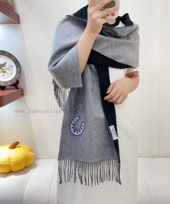 HERMES high-end double-sided cashmere scarf with double-sided embroidery and decal design, s8blglh6k
