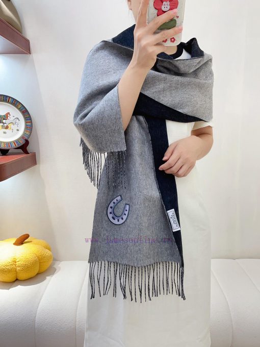 HERMES high-end double-sided cashmere scarf with double-sided embroidery and decal design, s8blglh6k - Image 2