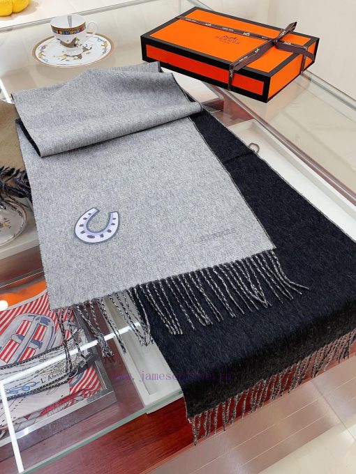 HERMES high-end double-sided cashmere scarf with double-sided embroidery and decal design, s8blglh6k - Image 4