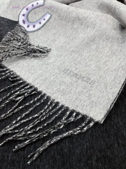 HERMES high-end double-sided cashmere scarf with double-sided embroidery and decal design, s8blglh6k - Image 7
