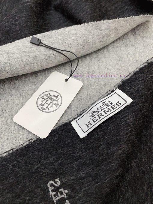 HERMES high-end double-sided cashmere scarf with double-sided embroidery and decal design, s8blglh6k - Image 9